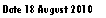 Text Box: Date 18 August 2010